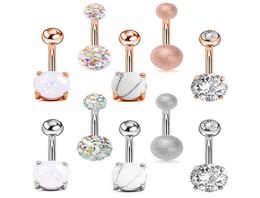 DS82 5pcs Sexy 316L Steel Bar Belly Button Rings Women Crystal ball Girls Navel Piercing Barbell Earring Stone Body Jewelry set7157006