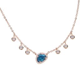fashion Jewellery chrimstams gift uneven gemstone blue white stone cz drop choker statement elegant women Jewellery necklace351b