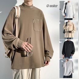 Men's Polos 2023 Long Sleeve T-shirt Spring And Autumn Loose Solid Colour Casual Top Coat Hirt 5XL