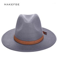 Wide Brim Hats 2021 Autumn Winter Sun Hat Women Men Fedora Classical Felt Floppy Cloche Cap Chapeau Imitation Wool Cap15098526