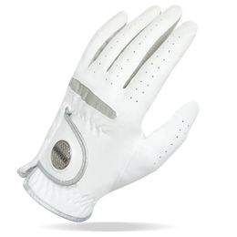 1pc Men Golf Glove Micro Soft Fabric Breathable Comfortable Fitting With Magnetic Marker Replaceable For Golfers White 231225