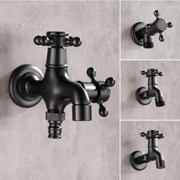 Bathroom Sink Faucets High Quality Black Oil Rubbed Bronze Double Using Washing Machine Faucet Wall Corner Garden Outdoor Tap Mop Balcony