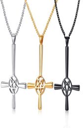 Daily Deals Choose silver gold black Stainless Steel Satan stand upside down Star Pendant Mens Necklace Fashion Jewellery 4mm24inch9814803