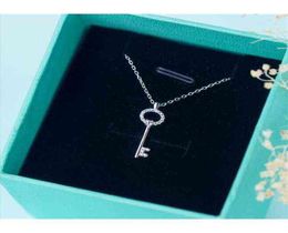 100 Real 925 Sterling Silver Jewellery Love Key Pendant Necklace with White crystals CZ rolo chain 18inch women039s gift GTLX103864807