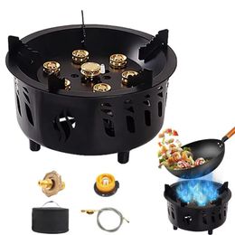 7-Core Windproof Stove 20000W High-Power Gases Stove With Adjustable Gases Valve For Outdoor Camping Cooking Picnic 231225