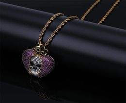 Hip Hop Juice Wrld Same Paragraph Devil Skull Heartbreak Pendant Solid Cubic Zircon Necklace Jewellery Necklaces1431280