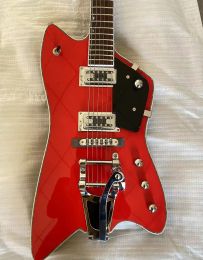 In Stock G6199 Billy Bo Jupiter Bright Red Thunderbird Electric Guitar Abalone Body Binding Bigs Tremolo Bridge Chrome Hardware Thumbnail Inlay