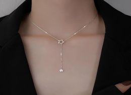 Flashing Diamond Star Necklace Hollow Design Female Tassel Clavicle Chain Model Simple Temperament8292102