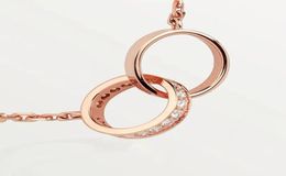European style double ring pendant necklace jewelry mens and womens round full two rows of diamond necklaces couple gifts3536224