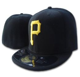 Top Quality Pirates Fitted Caps P Letter Baseball Cap Embroidered Team P Letter Size Flat Brim Hat Pirates Baseball Size Caps for 9858266