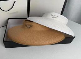 Designer Hat Visors Summer Luxury Lady Empty Top Cap Sun Visors Straw Hat Weave Windproof Letters Design Sun Hats Outdoor Exercise8246970