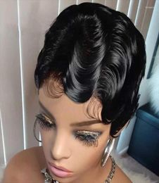 Lace Wigs Crissel Brazilian Short Pixie Cut Human Hair Really Cute Finger Waves Hairstyles For Black Women Full Machine Made Tobi26865955