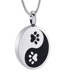 IJD10745 YinYang Cremation Jewellery Carved DogCat Paw Print Memorial Urn Jewellery For Ashes Made Of 316L Stainless Steel9813171