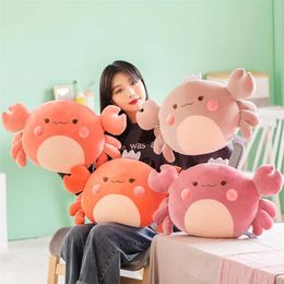 Pillow 58cm Cute Big Crab Plush Toys Cartoon Crab Doll Soft Animal Sofa Cushion Down Cotton Filled Sleeping Pillow Girls Birthday Gifts T