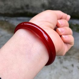 Natural Brazil Red Agate Bangle Small Strip Pure Exquisite Color Pattern Chalcedony248T