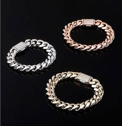 WhosMens Cool 10mm 12mm 7inch 8inch Gold Silver Rosegold 316L Stainless Steel Cuban Bracelets CZ Zircon Box Lock Bracelet3143673