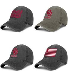 Oklahoma Sooners Flag Football Red Unisex denim baseball cap custom design your own Personalised stylish hats logo football old Pr3610280