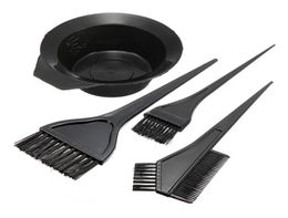 1 Set of 4pcs Hair Dye Colouring Brush Comb Black Plastic Mixing Bowl Barber Salon Tint Hairdressing Colour Styling Tools8495210