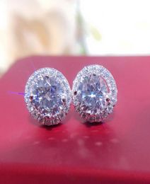 100 Original Sterling Silver 925 Stud Earrings Small Zirconia Diamond Wedding Earrings for Women Gift Jewelry7916092