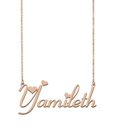 Yamileth Name Necklace Custom Nameplate Pendant for Women Girls Birthday Gift Kids Friends Jewelry 18k Gold Plated Stainless 2752060