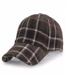 Ball Caps Winter Plaid Woollen Baseball Cap Men Women Cotton Snapbacks Hats1864742