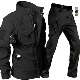 Men's Tracksuits Biker Sets Winter Thermal Motorcycle Suit Riding Jacket Tactical Pants Military Windproof Waterproof Warm Army Fashion