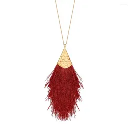 Pendant Necklaces MINHIN Women Tassel Necklace Collier Boho Gold Colour Chain Long Fashion Statement