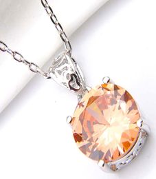 Luckyshine Europe popular Round Pendants Morganite Gemstone Engagement Silver Chain Pendants Necklaces Handmade DIY Jewellery Earrin1046183