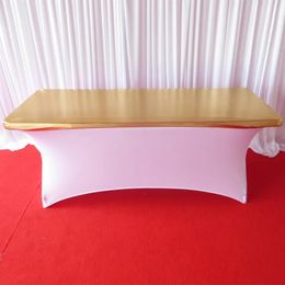 Cloth 6FT L* 30''W Gold Metallic Bronzing Elastic Spandex Table Cloth Topper For Wedding,Banquet,Hotel Decoration Use