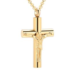 IJD11129 Jesus Ashes Pendant Gold Plating Memorial Urn Casket High Quality Stainless Steel Cremation Jewellery Engravable2949923