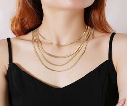 Chains Basic 3/4/5mm Chain Necklaces For Women, Gold Colour Herringbone Link Choker Collar,Stainless Steel Candid Party Jewelry1943922