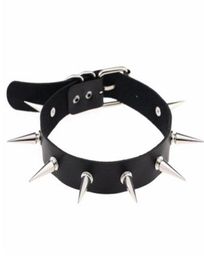 Black Spike choker belt collar women pu leather goth choker necklace for women party club chocker Sexy gothic jewelry2517176