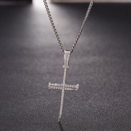 Micro Pave Iced Out Cubic Zircon Nail Cross Pendant Necklace Jewellery With Cuban Chain or Rope Chain268G