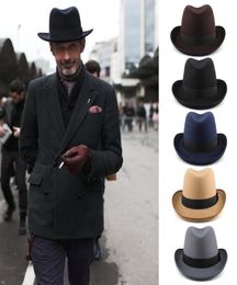 Wide Brim Hats Men Women Wool Felt Classical Homburg Bowtie Band Fedora Caps Trilby Sunhat Jazz Winter Warm Adjustable Size ML5299508