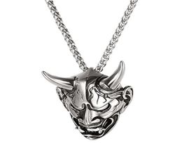 Men039s Gothic Punk Style Jewellery Stainless Steel Silver Black Devil Horn Skull Pendant Necklace AmuletProtectionDecoration1780559