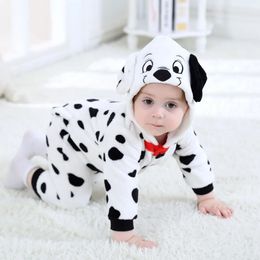 Umorden Baby Dalmatians Spotty Dog Costume Kigurumi Cartoon Animal Rompers Infant Toddler Jumpsuit Flannel Halloween Fancy Dress 231225