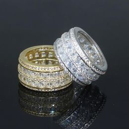 Wedding Rings Us Size 5 6 7 8 9 Iced Out Bling 5A Cubic Zirconia Engagement Band Ring For Women Wide Full Finger Bands247Z