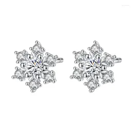 Stud Earrings Fashionn 925 Streling Silver Moissanite Diamond Snowflake Ear Piercing Earring For Female Girlfriend Birthday Gift