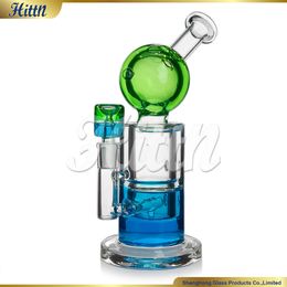 Unique 9.6 Inches Freezable Glycerin Bong Glass Water Pipe Inline Perc Bongs for Smoking with 14mm Glycerin Bowl 2024 New