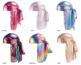 MenWomen Silk Polyester Bandana Hat Durag Rag Tail Headwrap Headwear Gift Laser simulation silk long tail pirate hat DA2041264557