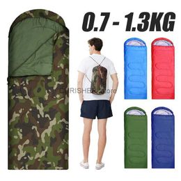 Sleeping Bags 0.7-1.3kg Outdoor Sleeping Bag Autumn Winter Spring Indoor Keep Warm Hoodedsleeping Bag Travel Camping Gear Hiking Rest CoverL231226