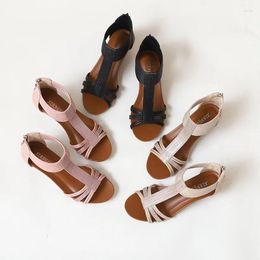 Casual PU Soft Sole Sandals Roman Slippers Cover Heel Shoes TPR Big Size High Heels Wedges Leather Women's BM031 236 s c