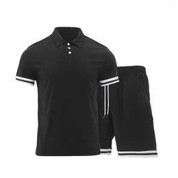 Men's Tracksuits Set Summer Polo Collar Short Sleeved Shorts Two-Piece Trendy Casual Sports Clothing