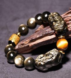 Beaded Strands Obsidian Pixiu Wealth Bracelet Vintage Good Luck Beaded Personalised Jewellery Gift For Men Women PR 6701787