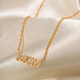 Pendant Necklaces ALLME Non Tarnish Rhinestone Letter 18k Gold PVD Plating Titanium Steel Choker Necklace For Women Gifts