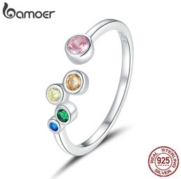s bamoer Sterling Silver 925 Ring Colourful Bubbles Open Finger for Women Size Korean Style Jewellery BSR1492703177