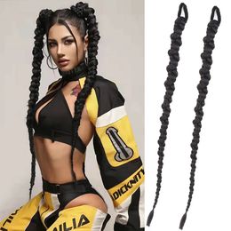 32Inch Long Box Braid tail With Rubber Band Hair Ring Synthetic Boxing Braids Crochet For Black Women 231226
