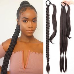 Ponytails Ponytails Long Straight Braided Ponytail Wrap Around Hair Extensions DIY 85cm Natural Black Blonde Braid Synthetic Hairpieces For