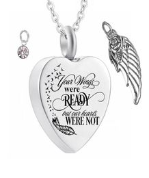 Stainless Steel Angel Wings Cremation Jewelry Ash Necklaces Keepsake Memorial Name customization Urn Pendant Necklace for Ashes5705964