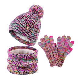 512 year old children's winter warm hat scarf glove three piece set with plush and thickened knit 231225